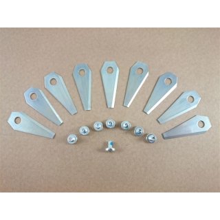 Messer Set für Mähroboter - (9 x Messer + Schrauben) - passend für Bosch Indego Vergl.Nr. F 016 800 321 - Typen: Indego 800, 1000, 1300 - 1000 Connect - Messerklingen für Automover / Rasenmäher